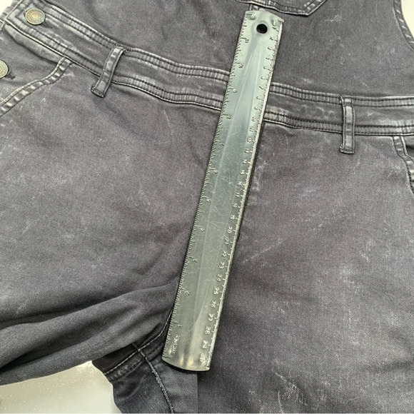 Forever 21 Denim Overalls Women 30 Black Fade Bib Pocket Y2K Western Retro Boho - Picture 12 of 12